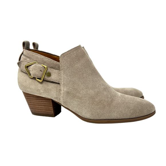 Sarto by Franco Sarto Garfield Tan Suede Ankle Almond Toe Booties Women's Sz 7.5 - Picture 1 of 8